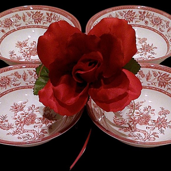 Churchill Indian Tree Bowls, Cottage Dinnerware, Dessert Bowls, Farmhouse Bowls - Picture 8 of 9